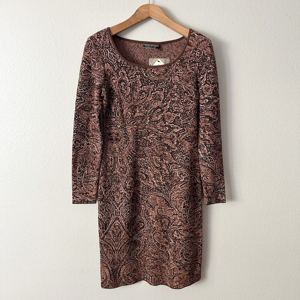 Peruvian Connection Priya Sweater Dress Pima Cotton Lurex Metallic Size Medium